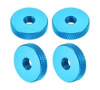 sourcing map 4 Pcs Knurled Thumb Nuts, M6 x 20 mm x 5 mm Female Aluminum Flat Through Hole Lock Adjusting Nuts Handle Knob Fasteners for 3D Printer Parts, Machine, DIY, Sky Blue