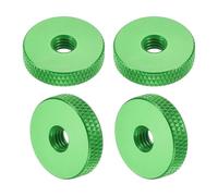 sourcing map 4 Pcs Knurled Thumb Nuts, M6 x 20 mm x 5 mm Female Aluminum Flat Through Hole Lock Adjusting Nuts Handle Knob Fasteners for 3D Printer Parts, Machine, DIY, Green