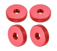 sourcing map 4 Pcs Knurled Thumb Nuts, M6 x 20 mm x 5 mm Female Aluminum Flat Through Hole Lock Adjusting Nuts Handle Knob Fasteners for 3D Printer Parts, Machine, DIY, Wine Red