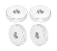 sourcing map 4 Pcs Knurled Thumb Nuts, M6 x 20 mm x 5 mm Female Aluminum Flat Through Hole Lock Adjusting Nuts Handle Knob Fasteners for 3D Printer Parts, Machine, DIY, Silver Tone