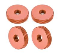 sourcing map 4 Pcs Knurled Thumb Nuts, M6 x 20 mm x 5 mm Female Aluminum Flat Through Hole Lock Adjusting Nuts Handle Knob Fasteners for 3D Printer Parts, Machine, DIY, Orange