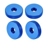 sourcing map 4 Pcs Knurled Thumb Nuts, M6 x 20 mm x 5 mm Female Aluminum Flat Through Hole Lock Adjusting Nuts Handle Knob Fasteners for 3D Printer Parts, Machine, DIY, Blue