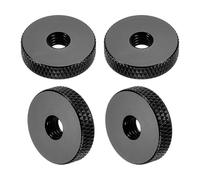 sourcing map 4 Pcs Knurled Thumb Nuts, M6 x 20 mm x 5 mm Female Aluminum Flat Through Hole Lock Adjusting Nuts Handle Knob Fasteners for 3D Printer Parts, Machine, DIY, Black