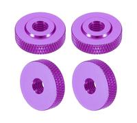 sourcing map 4 Pcs Knurled Thumb Nuts, M6 x 20 mm x 6 mm Female Shoulder Aluminum Flat Through Hole Lock Adjusting Nuts Handle Knob Fasteners for 3D Printer Parts, Machine, DIY, Purple