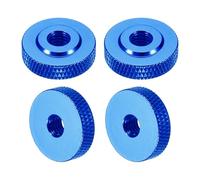 sourcing map 4 Pcs Knurled Thumb Nuts, M6 x 20 mm x 6 mm Female Shoulder Aluminum Flat Through Hole Lock Adjusting Nuts Handle Knob Fasteners for 3D Printer Parts, Machine, DIY, Blue