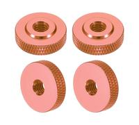 sourcing map 4 Pcs Knurled Thumb Nuts, M6 x 20 mm x 6 mm Female Shoulder Aluminum Flat Through Hole Lock Adjusting Nuts Handle Knob Fasteners for 3D Printer Parts, Machine, DIY, Orange