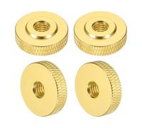 sourcing map 4 Pcs Knurled Thumb Nuts, M6 x 20 mm x 6 mm Female Shoulder Aluminum Flat Through Hole Lock Adjusting Nuts Handle Knob Fasteners for 3D Printer Parts, Machine, DIY, Yellow