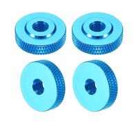 sourcing map 4 Pcs Knurled Thumb Nuts, M6 x 20 mm x 6 mm Female Shoulder Aluminum Flat Through Hole Lock Adjusting Nuts Handle Knob Fasteners for 3D Printer Parts, Machine, DIY, Sky Blue