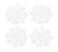 sourcing map 4 Pcs Lace Doilies for Tables, 10 Inch Round Lace Placemats, Handmade Crochet Cotton Lace Coasters for Kitchen Dining Room Wedding, White & Bellflower