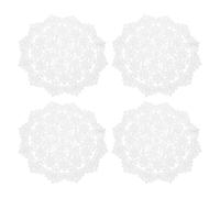 sourcing map 4 Pcs Lace Doilies for Tables, 6 Inch Round Lace Placemats, Handmade Crochet Cotton Lace Coasters for Kitchen Dining Room Wedding, White & Balloon Flower