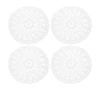 sourcing map 4 Pcs Lace Doilies for Tables, 6 Inch Round Lace Placemats, Handmade Crochet Cotton Lace Coasters for Kitchen Dining Room Wedding, White & Flag