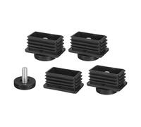 sourcing map 4 Pcs Leveling Feet, 30x50mm Plastic Adjustable Furniture Leg Leveling Rectangle Tube Insert Screw-in Glide Levelers Fit Hole 30mm for Table Chair Furniture, Black
