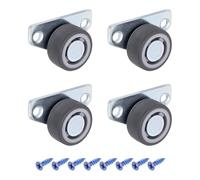 sourcing map 4 Pcs Low Profile Casters, 1" Small Side Caster Wheels Less Vibration Friction Noise for DIY Door Drawer Bookcase Shelves Furniture Bench(Gray)