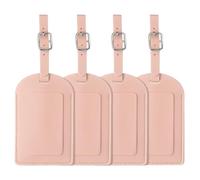 sourcing map 4 Pcs Luggage Tags, PU Leather Suitcases ID Bag Tags Luggage Identifiers Privacy Protection Travel Accessories Essential for Air Cruise International Travel (Pink, Horizontal Flip)