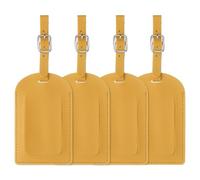 sourcing map 4 Pcs Luggage Tags, PU Leather Suitcases ID Bag Tags Luggage Identifiers Privacy Protection Travel Accessories Essential for Air Cruise International Travel (Yellow, Vertical Flip)