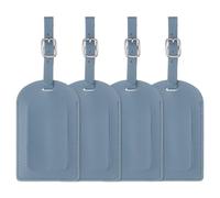 sourcing map 4 Pcs Luggage Tags, PU Leather Suitcases ID Bag Tags Luggage Identifiers Privacy Protection Travel Accessories Essential for Air Cruise International Travel (Blue, Vertical Flip)