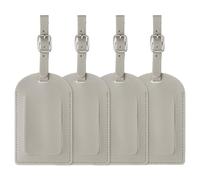 sourcing map 4 Pcs Luggage Tags, PU Leather Suitcases ID Bag Tags Luggage Identifiers Privacy Protection Travel Accessories Essential for Air Cruise International Travel (Gray, Vertical Flip)