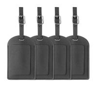 sourcing map 4 Pcs Luggage Tags, PU Leather Suitcases ID Bag Tags Luggage Identifiers Privacy Protection Travel Accessories Essential for Air Cruise International Travel(Black, Horizontal Flip)