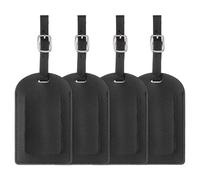 sourcing map 4 Pcs Luggage Tags, PU Leather Suitcases ID Bag Tags Luggage Identifiers Privacy Protection Travel Accessories Essential for Air Cruise International Travel (Black, Vertical Flip)