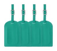 sourcing map 4 Pcs Luggage Tags, PU Leather Suitcases ID Bag Tags Luggage Identifiers Privacy Protection Travel Accessories Essential for Air Cruise International Travel (Green, Vertical Flip)