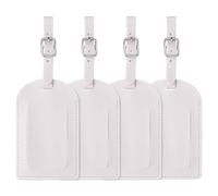 sourcing map 4 Pcs Luggage Tags, PU Leather Suitcases ID Bag Tags Luggage Identifiers Privacy Protection Travel Accessories Essential for Air Cruise International Travel (White, Vertical Flip)