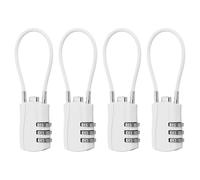 sourcing map 4 Pcs Luggage Travel Lock, 3 Digit Cable Combination Lock 30mm Width Body with 13.5cm Long Cable for Suitcase Bag Cabinets Small Fences Gym, White