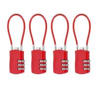 sourcing map 4 Pcs Luggage Travel Lock, 3 Digit Cable Combination Lock 30mm Width Body with 13.5cm Long Cable for Suitcase Bag Cabinets Small Fences Gym, Red
