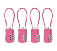 sourcing map 4 Pcs Luggage Travel Lock, 3 Digit Cable Combination Lock 30mm Width Body with 13.5cm Long Cable for Suitcase Bag Cabinets Small Fences Gym, Rose