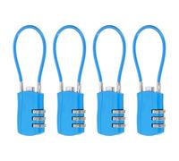 sourcing map 4 Pcs Luggage Travel Lock, 3 Digit Cable Combination Lock 30mm Width Body with 13.5cm Long Cable for Suitcase Bag Cabinets Small Fences Gym, Blue