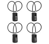 sourcing map 4 Pcs Luggage Travel Lock, 3 Digit Cable Combination Lock 30mm Width Body with 30cm Long Cable for Suitcase Bag Cabinets Small Fences Gym, Black