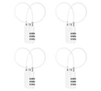sourcing map 4 Pcs Luggage Travel Lock, 3 Digit Cable Combination Lock 30mm Width Body with 30cm Long Cable for Suitcase Bag Cabinets Small Fences Gym, White