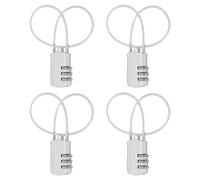 sourcing map 4 Pcs Luggage Travel Lock, 3 Digit Cable Combination Lock 30mm Width Body with 30cm Long Cable for Suitcase Bag Cabinets Small Fences Gym, Silver