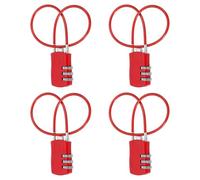 sourcing map 4 Pcs Luggage Travel Lock, 3 Digit Cable Combination Lock 30mm Width Body with 30cm Long Cable for Suitcase Bag Cabinets Small Fences Gym, Red