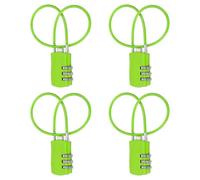 sourcing map 4 Pcs Luggage Travel Lock, 3 Digit Cable Combination Lock 30mm Width Body with 30cm Long Cable for Suitcase Bag Cabinets Small Fences Gym, Green
