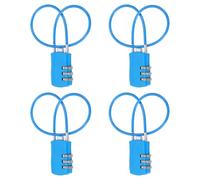 sourcing map 4 Pcs Luggage Travel Lock, 3 Digit Cable Combination Lock 30mm Width Body with 30cm Long Cable for Suitcase Bag Cabinets Small Fences Gym, Blue