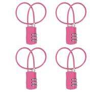 sourcing map 4 Pcs Luggage Travel Lock, 3 Digit Cable Combination Lock 30mm Width Body with 30cm Long Cable for Suitcase Bag Cabinets Small Fences Gym, Rose