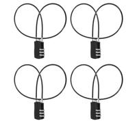 sourcing map 4 Pcs Luggage Travel Lock, 3 Digit Cable Combination Lock 30mm Width Body with 50cm Long Cable for Suitcase Bag Cabinets Small Fences Gym, Black