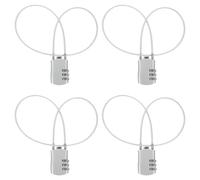 sourcing map 4 Pcs Luggage Travel Lock, 3 Digit Cable Combination Lock 30mm Width Body with 50cm Long Cable for Suitcase Bag Cabinets Small Fences Gym, Silver