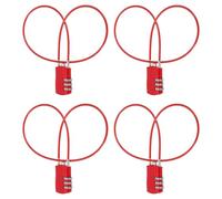 sourcing map 4 Pcs Luggage Travel Lock, 3 Digit Cable Combination Lock 30mm Width Body with 50cm Long Cable for Suitcase Bag Cabinets Small Fences Gym, Red