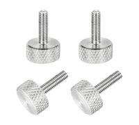 sourcing map 4 Pcs M3x10mm Flat Head Knurled Thumb Screws, 304 Stainless Steel Fully Threaded Thumbscrew Bolts Fasteners for PC Computer Cases Graphics Card, Silver
