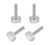 sourcing map 4 Pcs M3x14mm Flat Head Knurled Thumb Screws, 304 Stainless Steel Fully Threaded Thumbscrew Bolts Fasteners for PC Computer Cases Graphics Card, Silver