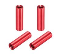 sourcing map 4 Pcs M3x25mm Round Aluminum Standoff Column Spacer, Coupling Screws Female Threaded Spacers for RC Multirotor Parts DIY FPV Quadcopter (Red)