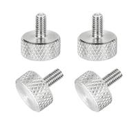 sourcing map 4 Pcs M3x6mm Flat Head Knurled Thumb Screws, 304 Stainless Steel Fully Threaded Thumbscrew Bolts Fasteners for PC Computer Cases Graphics Card, Silver