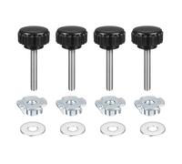 sourcing map 4 Pcs M4 x 25mm Knurled Clamping Knobs 18mm Head with Washers & T-Nuts