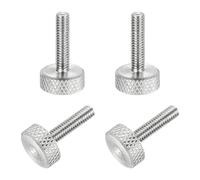 sourcing map 4 Pcs M4x16mm Flat Head Knurled Thumb Screws, 304 Stainless Steel Fully Threaded Thumbscrew Bolts Fasteners for PC Computer Cases Graphics Card, Silver