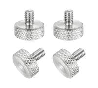 sourcing map 4 Pcs M4x6mm Flat Head Knurled Thumb Screws, 304 Stainless Steel Fully Threaded Thumbscrew Bolts Fasteners for PC Computer Cases Graphics Card, Silver