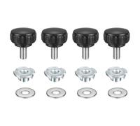 sourcing map 4 Pcs M5 x 10mm Knurled Clamping Knobs 18mm Head with Washers & T-Nuts