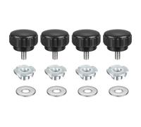 sourcing map 4 Pcs M5 x 10mm Knurled Clamping Knobs 25mm Head with Washers & T-Nuts