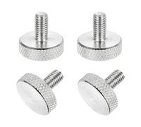sourcing map 4 Pcs M5x10mm Flat Head Knurled Thumb Screws, 304 Stainless Steel Fully Threaded Thumbscrew Bolts Fasteners for PC Computer Cases Graphics Card, Silver
