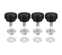 sourcing map 4 Pcs M6 x 12mm Knurled Clamping Knobs 25mm Head with Washers & T-Nuts